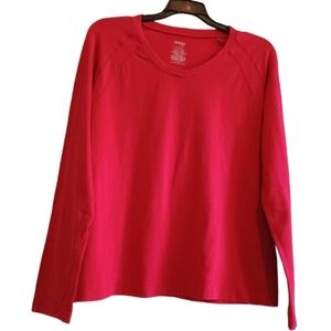 Danskin Now XL (16/18) Women's‎ Long Sleeve Tee - Cotton Spandex - Red